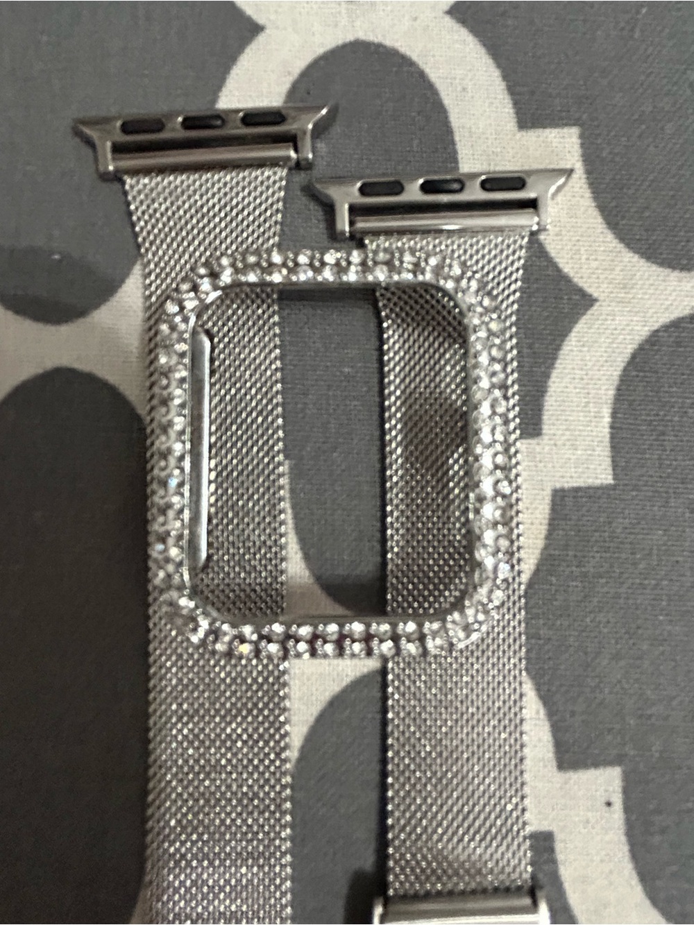 Diamond Mesh Stainless Steel Watch Band Adapter - Silver